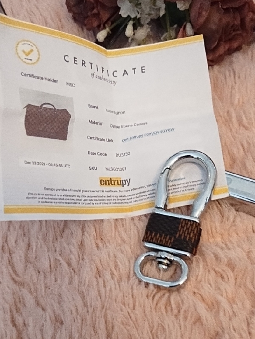 Reimagined LV Brown Monogram Canvas Key Hook with Silver Hardware